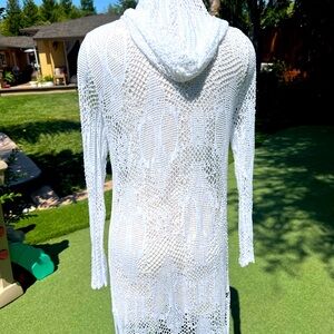 Avita White Crochet Swim Coverup with Intricate Lace Design